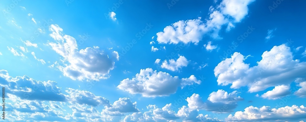 Poster beautiful sky with soft clouds against a bright blue background : generative ai