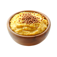 Creamy Mustard in Wooden Bowl Yellow Spice Seeds,