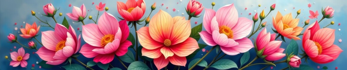 Colorful impressionist painting of flower bouquet with soft brush strokes, illustration, blooming, artistic