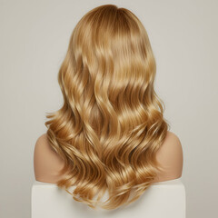Fototapeta premium Blonde Curly Wig Long Wavy Hairpiece