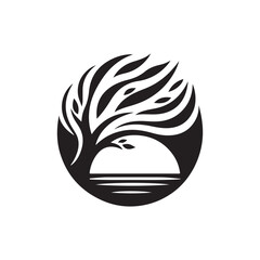 abstract tree vector silhouette logo illustration