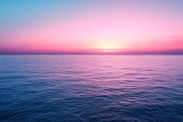 Obraz premium Pink Ocean Sunset Serene Horizon and Tranquil Waters Beautiful Seascape : Generative AI