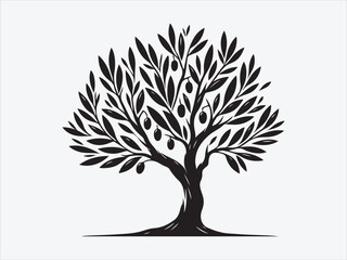 Obraz premium Olive Tree Stillness Silhouette with Peaceful Landscape Scene for Mediterranean Nature and Tranquil Design Themes