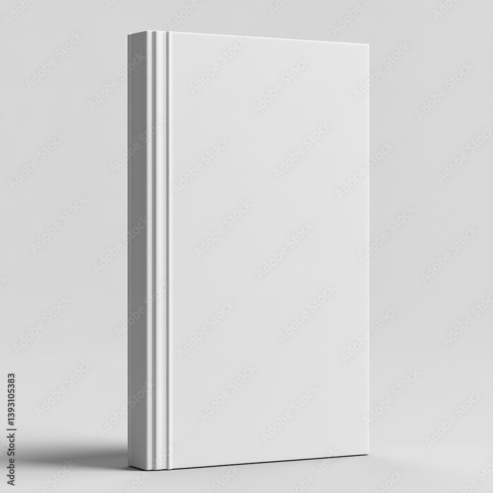 Leinwandbilder Minimalist White Book Mockup Standing Vertically on Light Gray Background for Product Presentation and Design Template : Generative AI