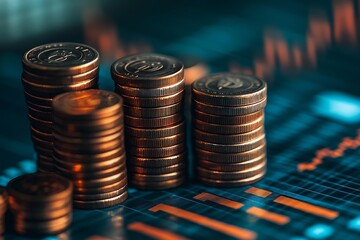 Financial Growth Stacked Coins and Graph Representing Investment Success and Market Increase Wealth Management Concept : Generative AI
