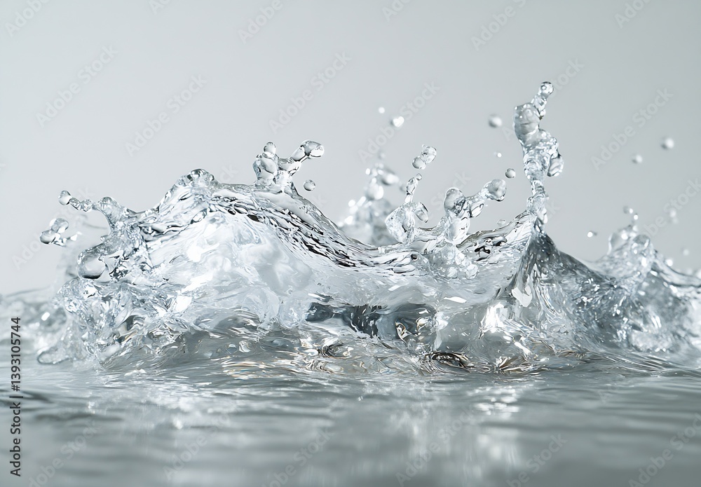 Poster vibrant high definition closeup of water splashing beautifully against a smooth surface producing sh