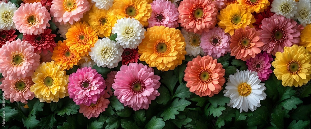 Aufkleber floral arrangement with vibrant gerbera daisies in a variety of colors creating a beautiful and chee