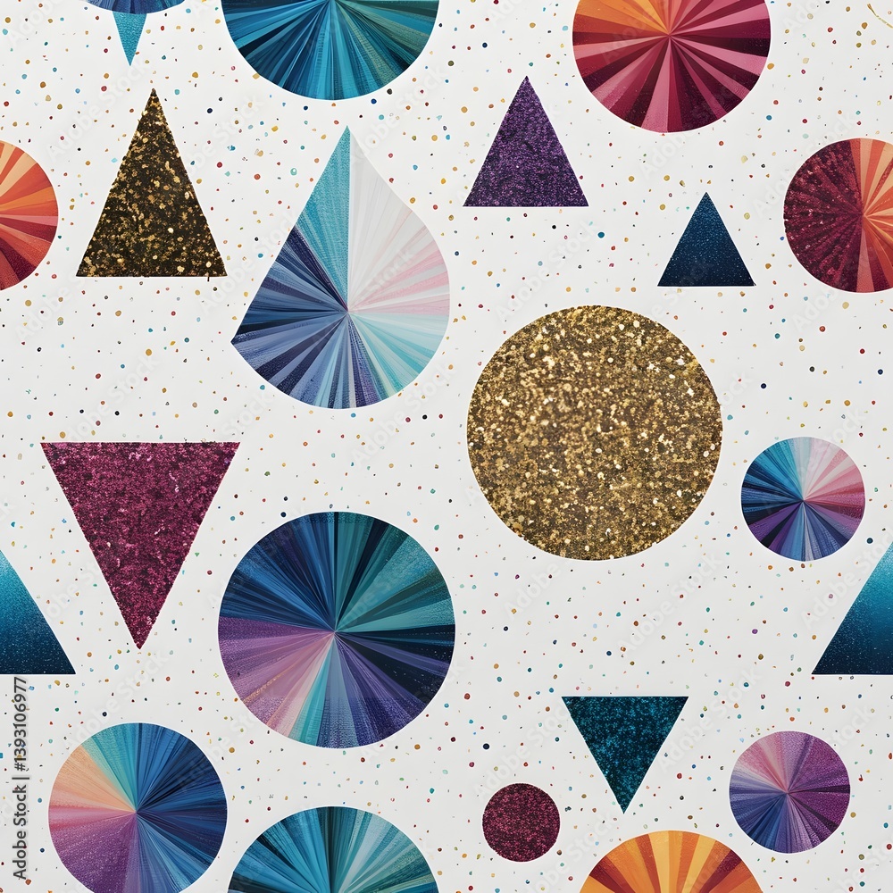 Fototapete iridescent burst of light, shimmering triangles, abstract design. radiating shapes create a dynamic 