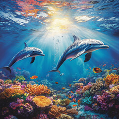 dolphins in the sea
