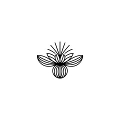 Minimalist Floral Logo Design, Elegant Black Lines on White