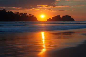 The beach is a peaceful place, where golden sand stretches to the horizon, and the waves gently touch the shore. The sun shines in the sky, and a fresh breeze carries the scent of salt.


