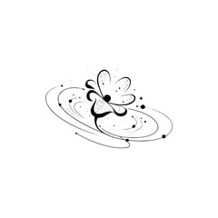 Cosmic Flower: Elegant Minimalist Line Art Illustration