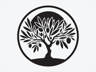 Olive Tree Stillness Silhouette with Peaceful Landscape Scene for Mediterranean Nature and Tranquil Design Themes