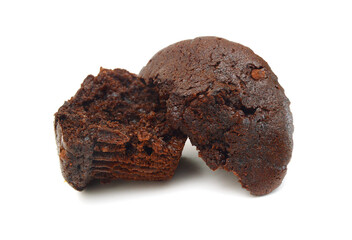 Tasty muffin cake, isolated on white