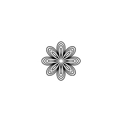 Geometric Black Flower on White: Minimalist Design