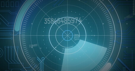 Image of scope scanning, numbers changing and data processing