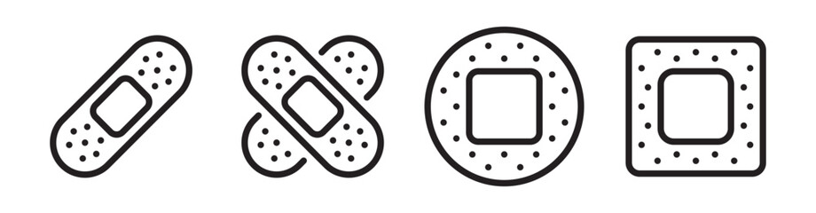 Medical patch, plaster, bandage flat outline icon vector illustration. Isolated on transparent background. Editable stroke, pixel perfect