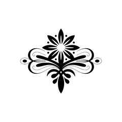 Black Decorative Flourish Design Element on White Background