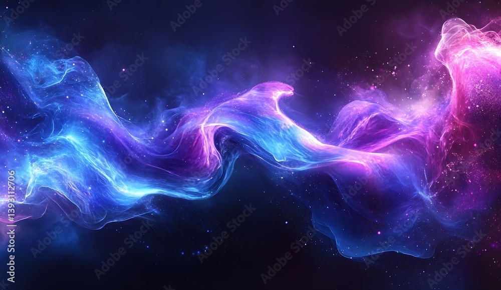 Poster stunning abstract cosmic wave of vibrant blue and purple colors blending in a mesmerizing space back