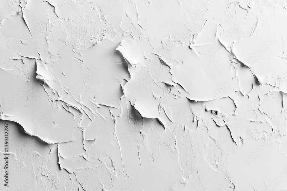 Poster abstract white texture background of cracked paint on wall with neutral monochrome palette for artis