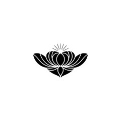 Minimalist Black Lotus Flower Logo on White Background