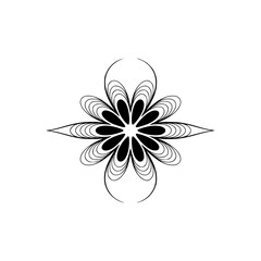 Minimalist Black Flower Ornament on White Background