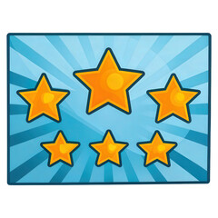 Obraz premium Star rating system, A glowing five-star rating system designed for digital applications and reviews.