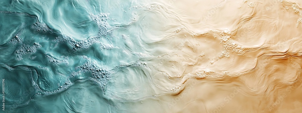 Aufkleber abstract water surface with blue and beige tones aerial view of river flowing landscape background g