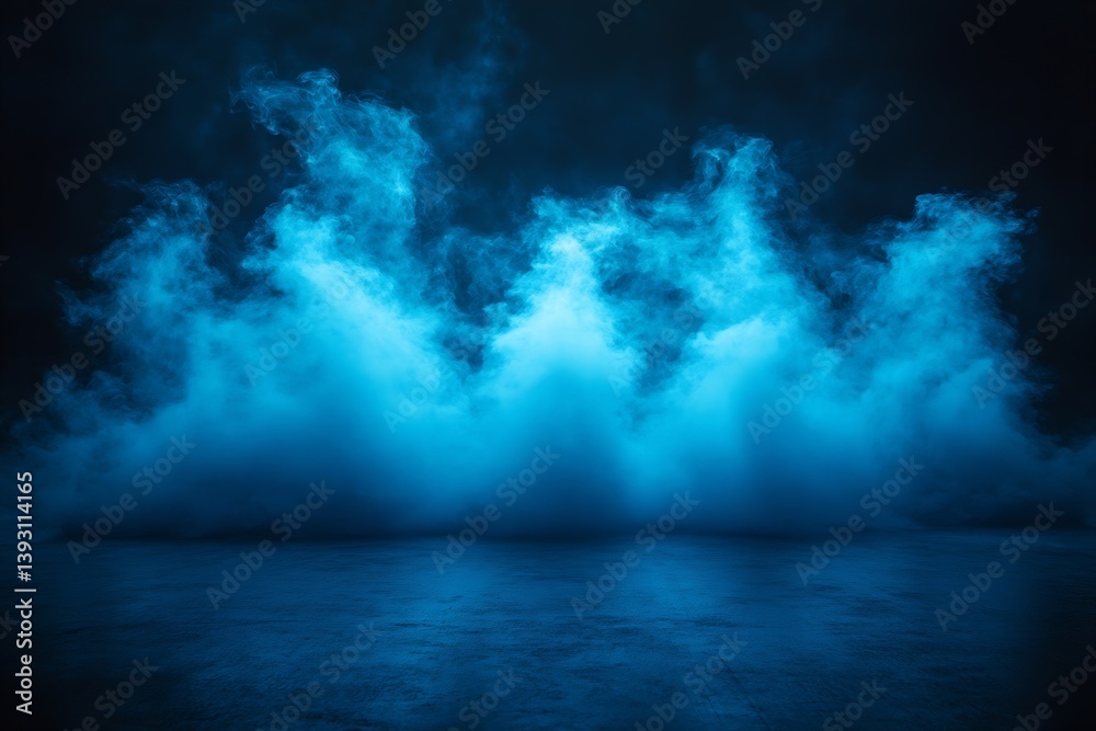 Aufkleber mystical blue smoke abstract background dramatic atmosphere vapor effect stage lighting fantasy back