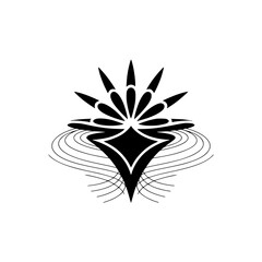 Obraz premium Abstract Lotus in Pond, Minimalist Black and White Design