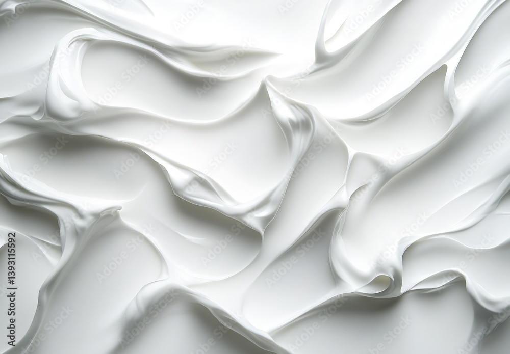 Poster waves of creamy white paint swirling on canvas for modern artwork background : generative ai