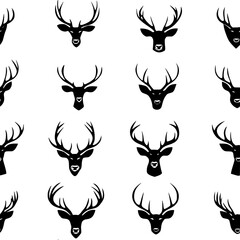 Pattern of Deer vector icons, Deer tiled design
