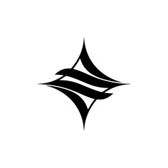 Fototapeta premium Abstract Black Star Logo on White Background, Geometric Design