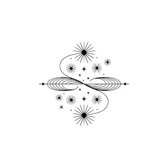 Elegant Minimalist Starburst Line Art Design in Black and White