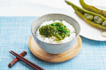 ご飯にのせためかぶ