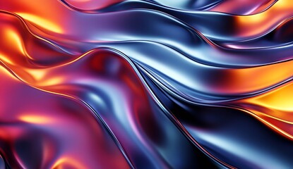 Bold and vibrant flowing metallic waves of red and blue create an intriguing abstract design perfect for eyecatching visuals : Generative AI