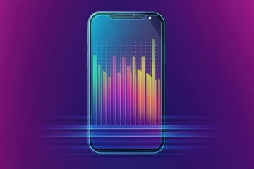 Modern voice assistant technology represented through sound waves on a smartphone display