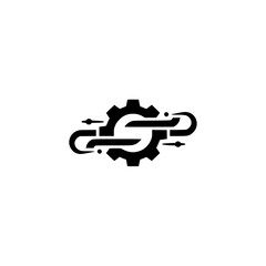 Abstract Gear Logo: Streamline Processing & Data Flow