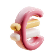 colorful representation of currency symbol, featuring smooth, glossy textures and playful design. vibrant colors include