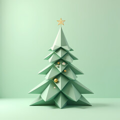 Fototapeta premium A soft-shaded tree with a faint star topper, emphasizing subtlety and charm. Great for clean, clutter-free holiday promotions in both digital and print formats.