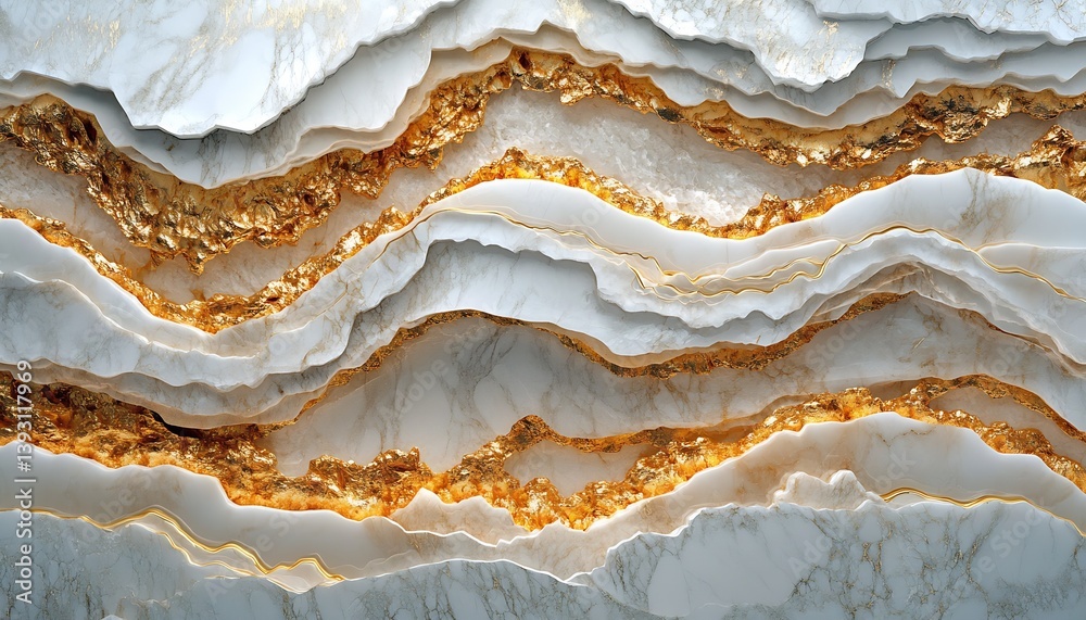 Aufkleber Closeup view of elegant marble texture with golden veins in luxurious abstract design : Generative AI