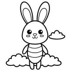 Adorable Bunny and Carrot Coloring Page | Cute Rabbit Line Art