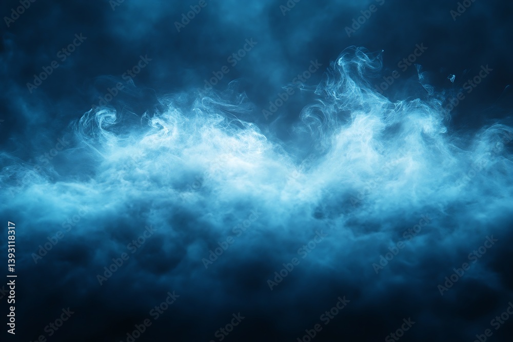Poster ethereal blue smoke cloud background with dramatic lighting and swirling vapor texture abstract desi