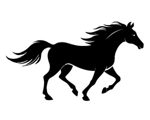 Running Horse Silhouette Vector & Wild Galloping Animal SVG Icon