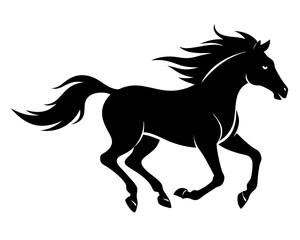 Running Horse Silhouette Vector & Wild Galloping Animal SVG Icon