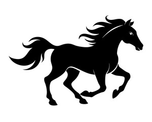 Running Horse Silhouette Vector & Wild Galloping Animal SVG Icon