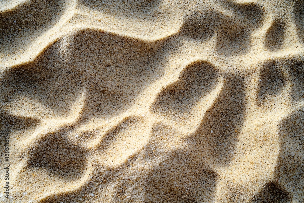 Aufkleber Golden Sand Texture Close Up of Beach Sand with Intricate Patterns and Shifting Shadows Perfect for Summer Backgrounds : Generative AI