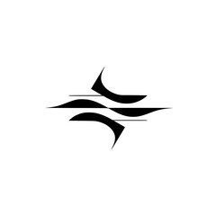 Abstract Minimalist Graphic: Waves, Lines, & Black Shapes