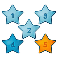 Fototapeta premium Star rating system, A collection of star icons showcasing various fill levels for graphic design use.