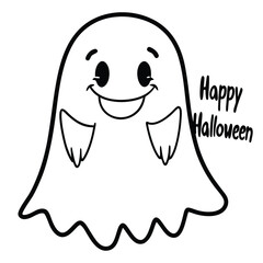 Halloween coloring page, cartoon zombie and ghost vector illustration features happy smiling characters with cute design